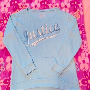 Girl’s Justice sweatshirt - turquoise with sequins